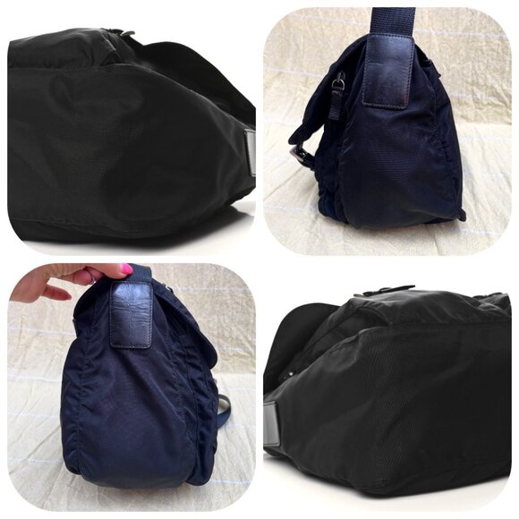 Prada Tessuto Vintage Nylon Saffiano Vela large Messenger Bag Black - Picture 8 of 15